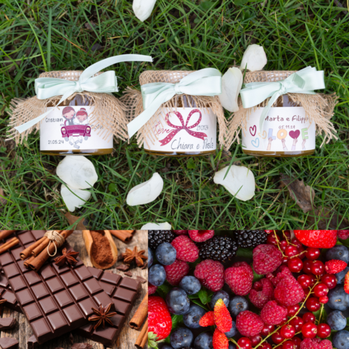 BOMBONIERE MATRIMONIO MARMELLATA FRUTTI DI BOSCO E CIOCCOLATO azienda agricola la collina di francesco minotti