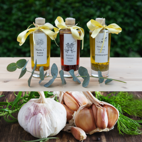 BOMBONIERE MATRIMONIO OLIO IN BOTTIGLIA ALLA BRUSCHETTA azienda agricola la collina di francesco minotti